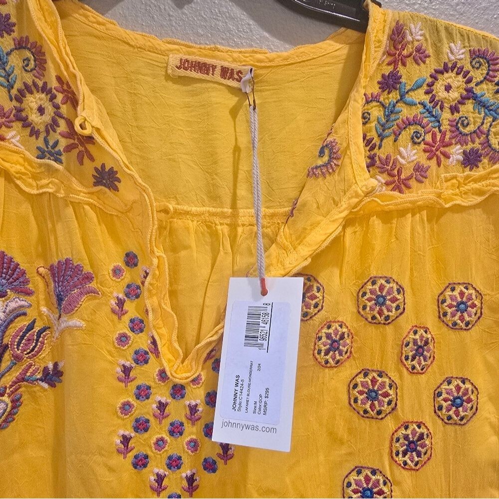 NWT Johnny Was JWLA Biya 3J Workshop Lafaret Embroidered Monserrat Top Blouse M - Picture 5 of 6